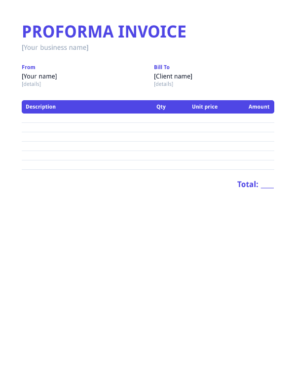 Proforma invoice template preview