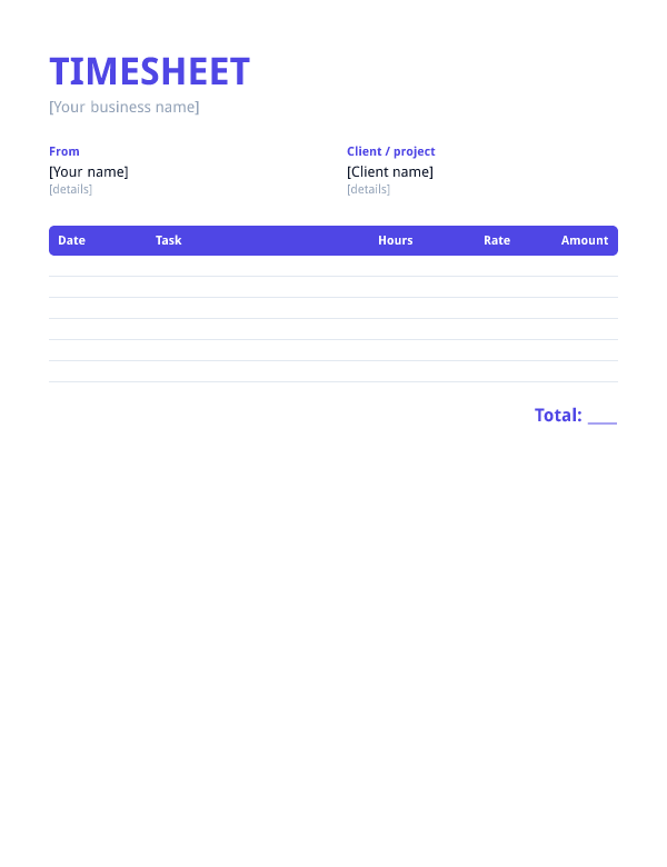 Timesheet template preview